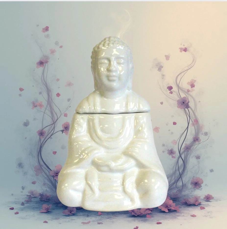 Ancient Wisdom Aroma Lampa Sedící Buddha Bílá