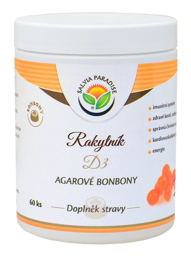 Rakytník D3 agarové bonbony 60 ks Salvia Paradise
