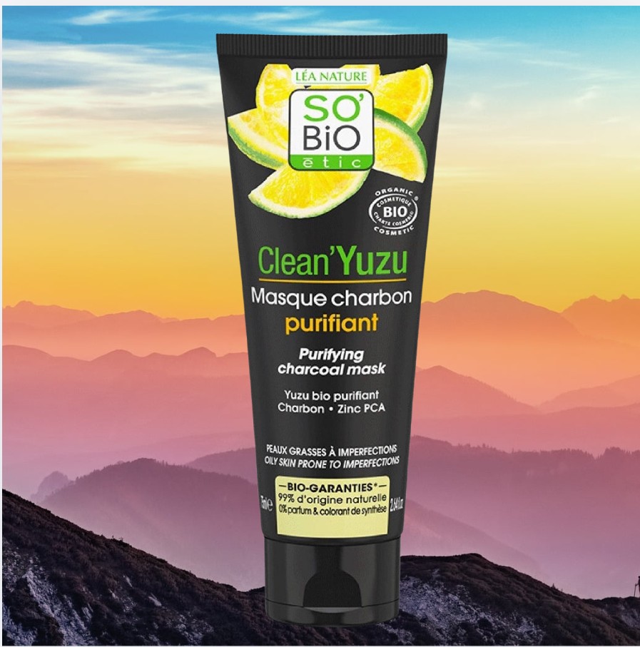 SO’BiO étic Maska pleťová čisticí s aktivním uhlím - Clean Yuzu BIO 75 ml