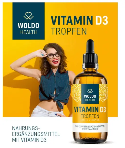 WoldoHealt Vitamin D3 Kapky 1000 I.U. 50 ml