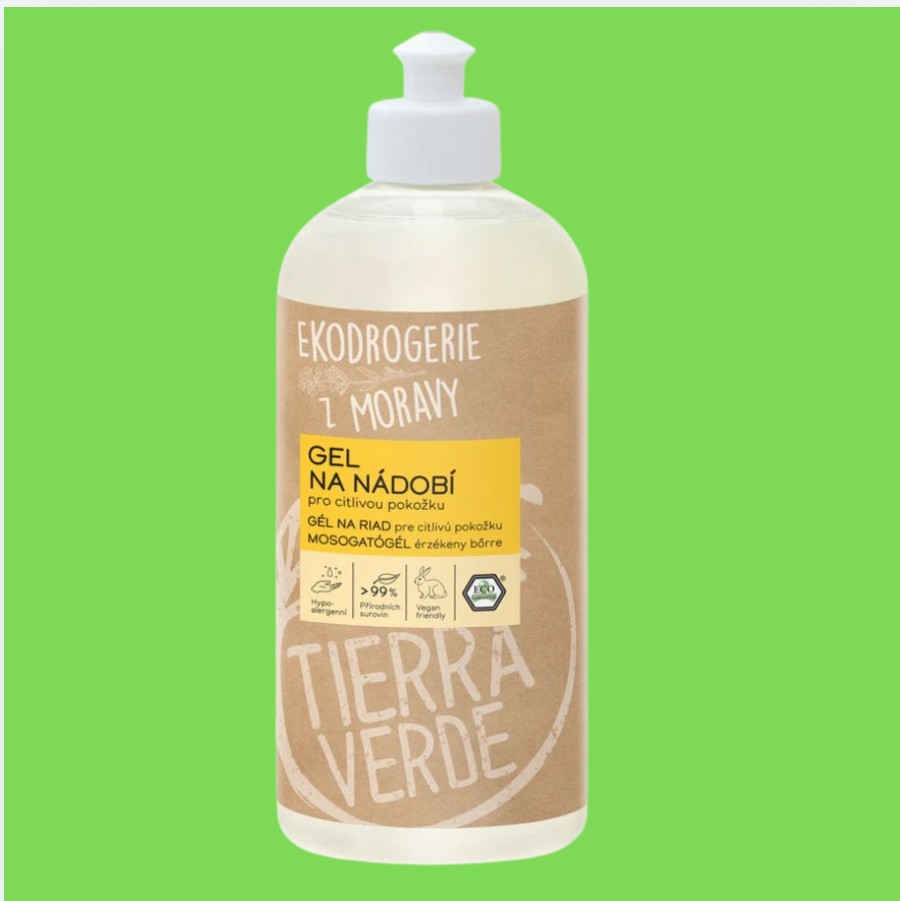 Tierra Verde Gel na nádobí - pro citlivou pokožku 1 l 2 ks