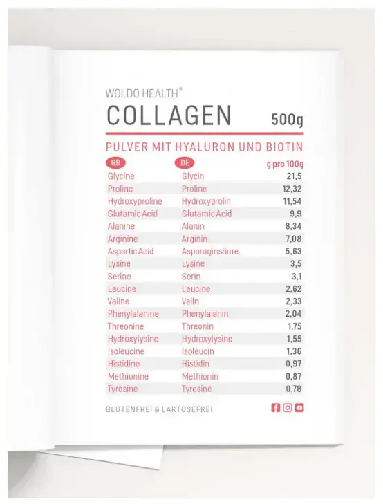 WoldoHealth Kolagen s kyselinou hyaluronovou a biotinem 500 g