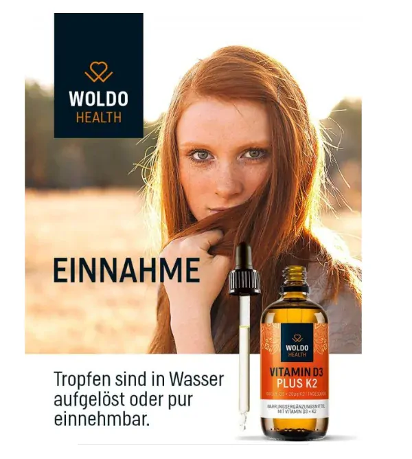 WoldoHealth Vitamín D3 + K2 ve formě kapek 50 ml