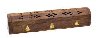 Sattva Dřevěný box stojan na vonnou tyčinku Buddha