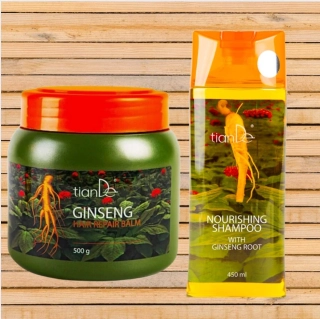 Balzám a šampon na vlasy s ženšenem, tianDe
