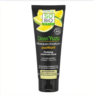 SO’BiO étic Maska pleťová čisticí s aktivním uhlím - Clean Yuzu BIO 75 ml