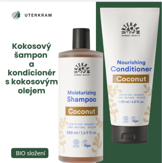 Urtekram Speciální sada Kokos – BIO šampon 500 ml + kondicionér 180 ml